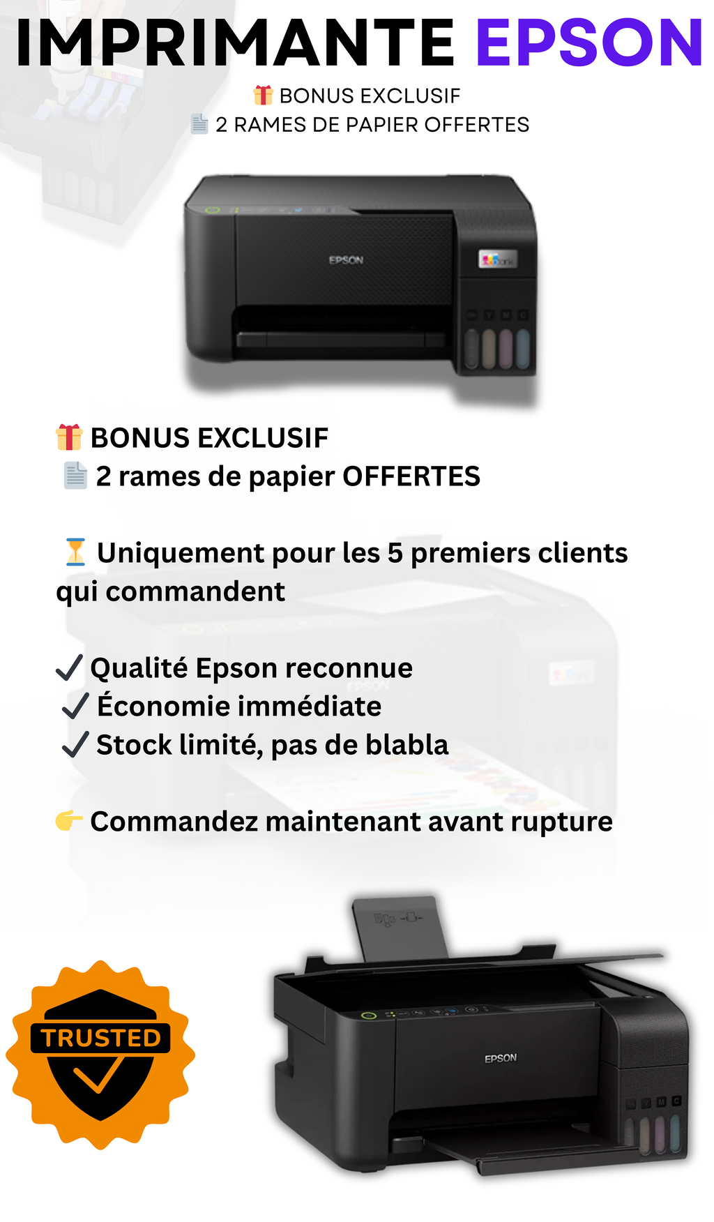 Epson EcoTank L3258 – Imprimante Multifonction WiFi